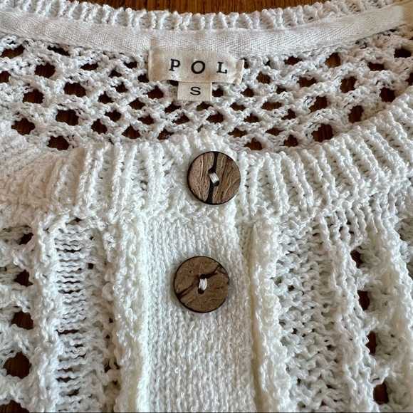 ⭐️ POL JSST84 Hooded Cream Crotched Pullover Sweater Womens Small S  Bohemian - Picture 7 of 15